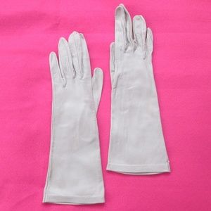 vintage white leather elbow opera gloves size 5.5